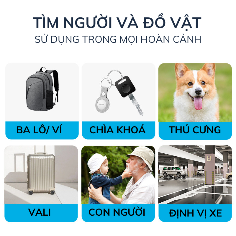 Định vị GPS Momax Pintag BR5 - Định Vị Xe Máy, Người Già & Trẻ Nhỏ, Đồ Đạc, Tìm Đồ Thất Lạc - Định Vị Toàn Cầu Không Giới Hạn Khoảng Cách, Tặng Kèm Móc Khóa - Hàng Chính Hãng