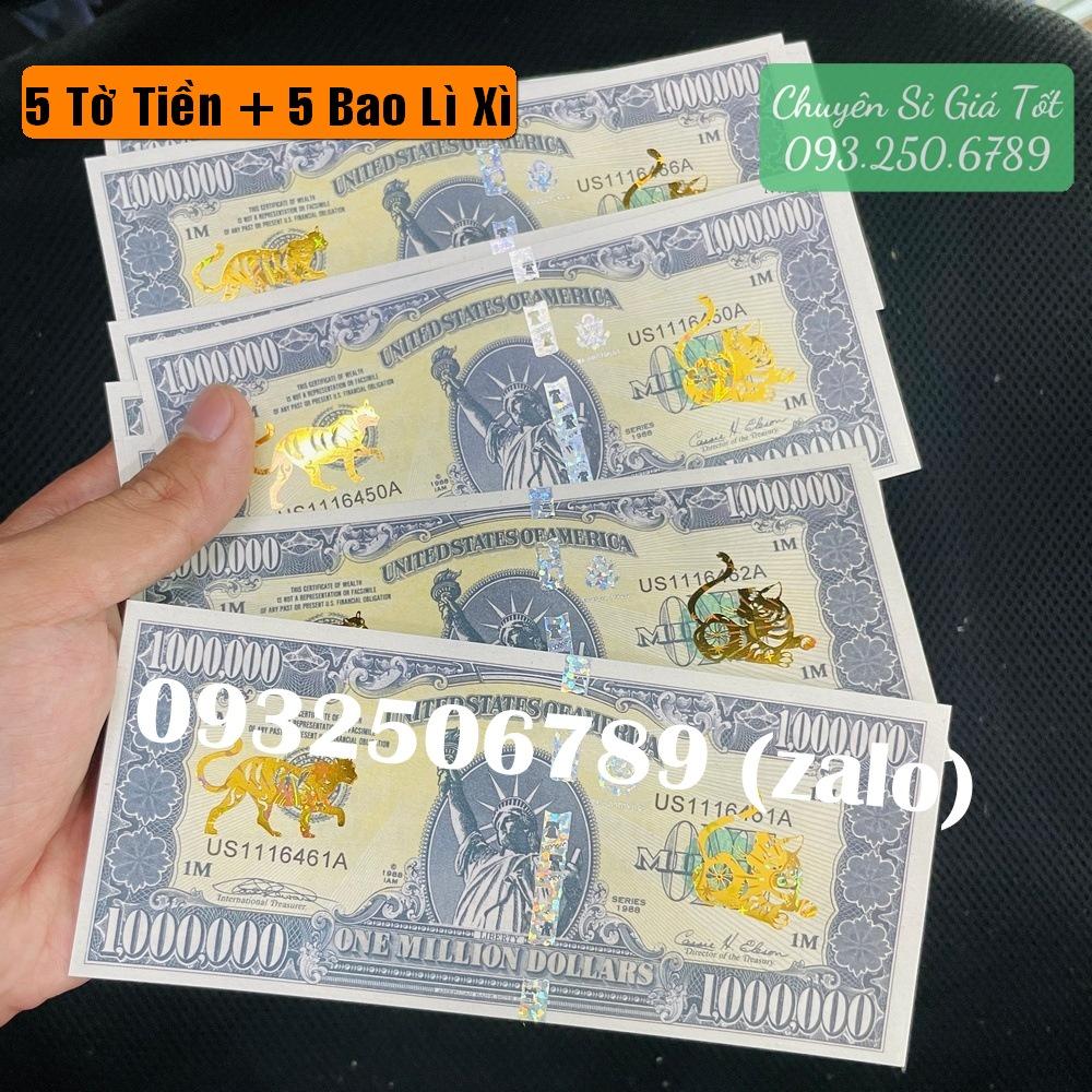 tiền LÌ XÌ 1 TRIỆU ĐÔ Hình Mèo Lưu Niệm Mạ Vàng, tặng bao lì xì