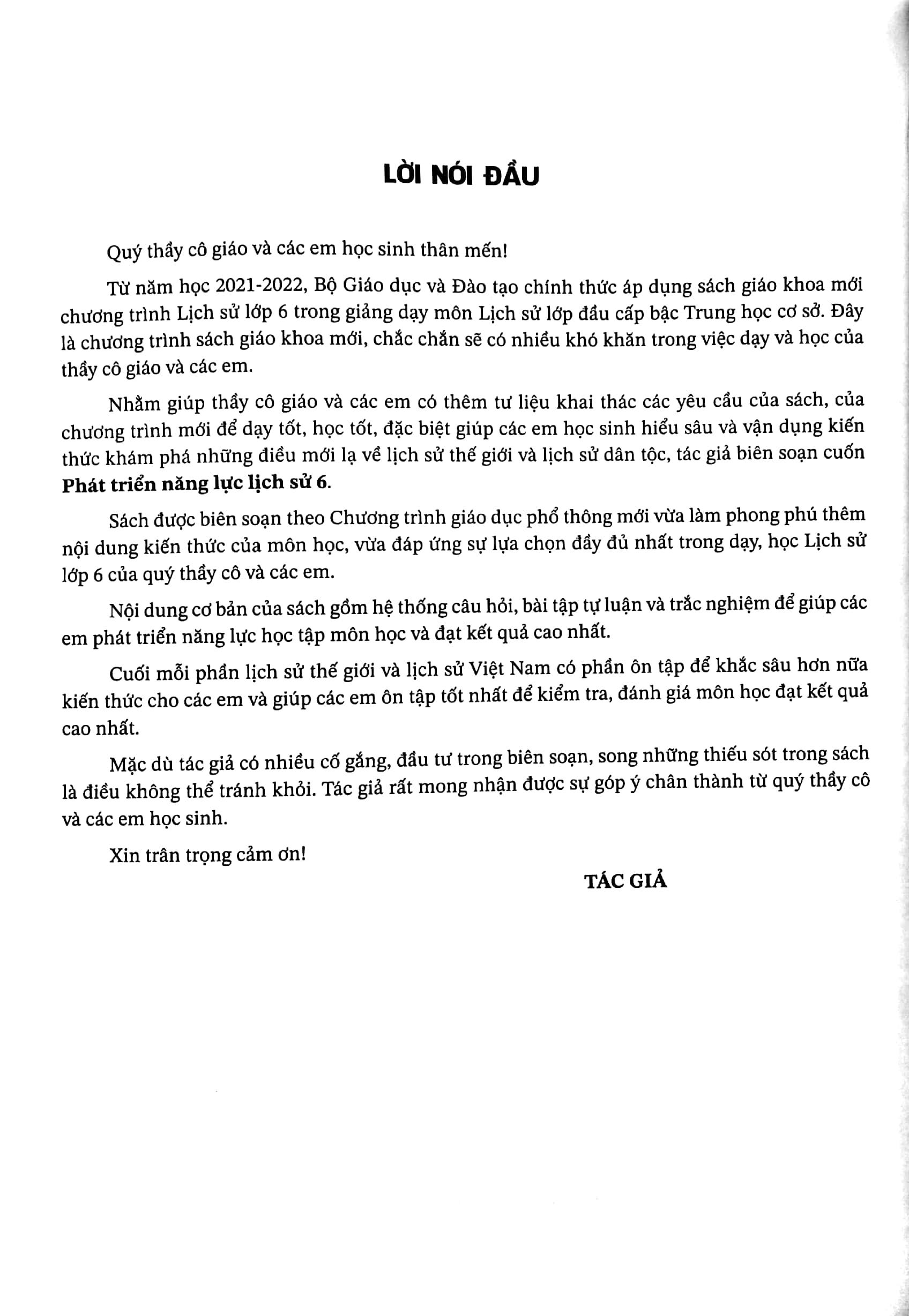 Phát Triển Năng Lực Lịch Sử 6