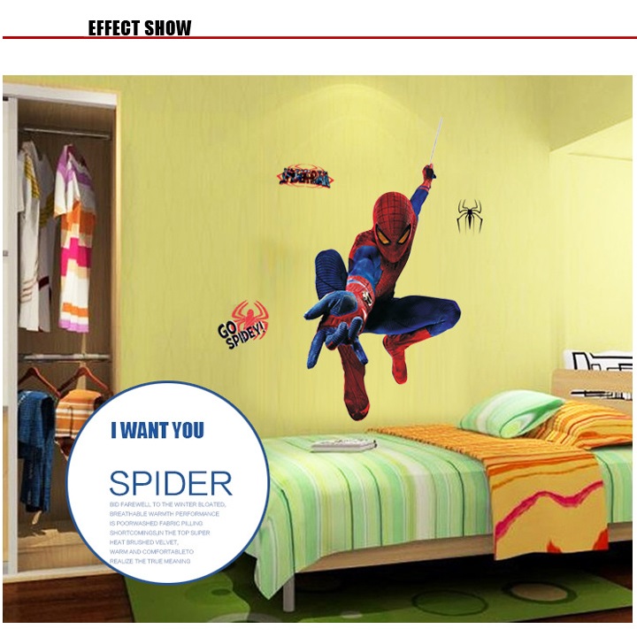 Decal dán tường người nhện 4 siêu anh hùng trang trí phòng bé yêu đẹp DKN158