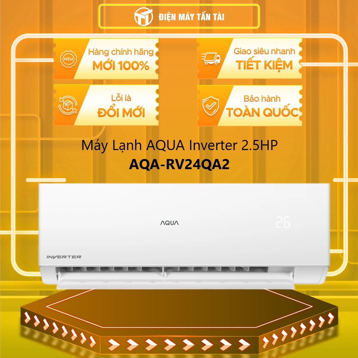 Máy Lạnh Aqua AQA-RV24QA2 Inverter 2.5HP - Hàng Chính Hãng (Chỉ giao HCM)