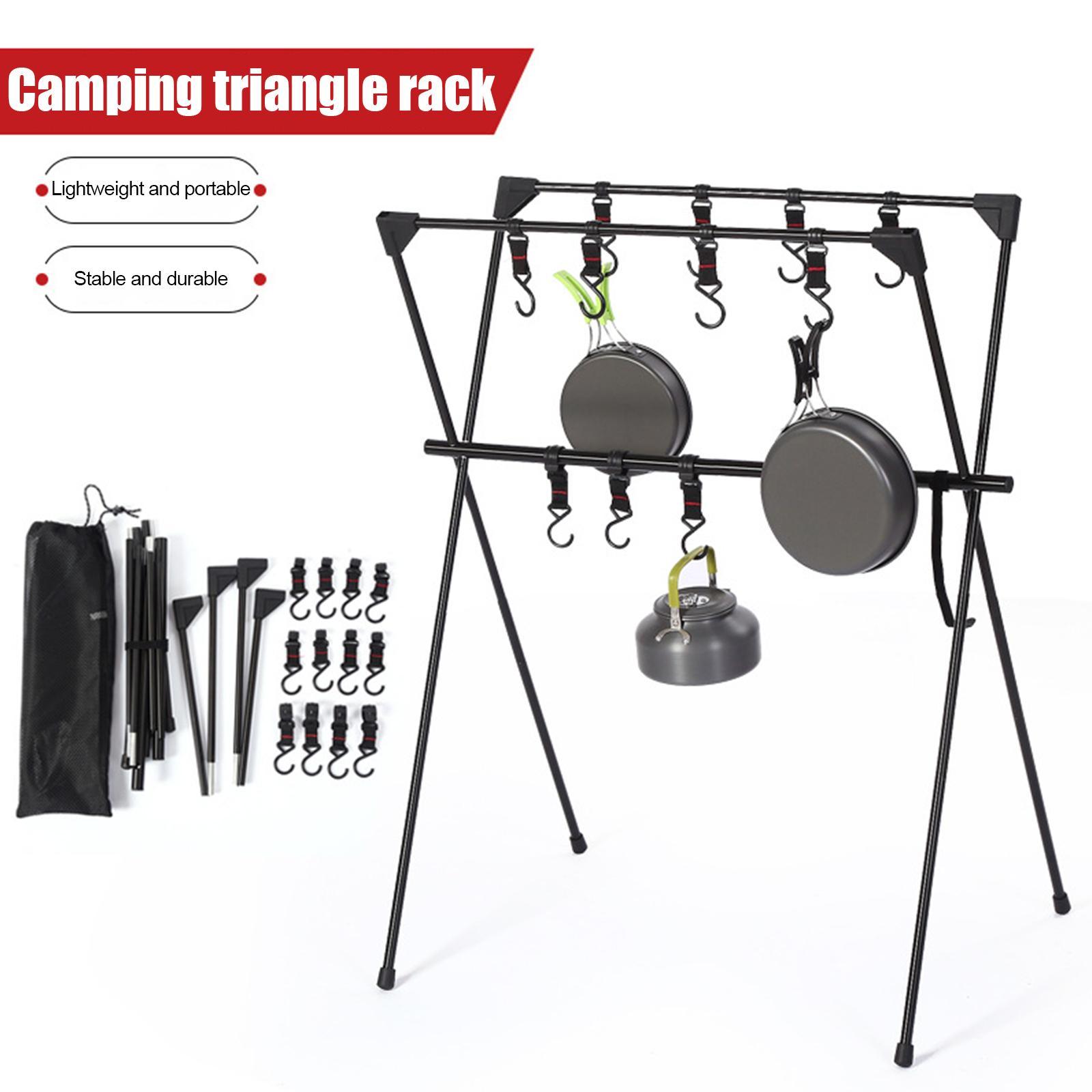 Portable Camping Hanging Rack Folding Tripod Triangle Rack Stand for Backpacking