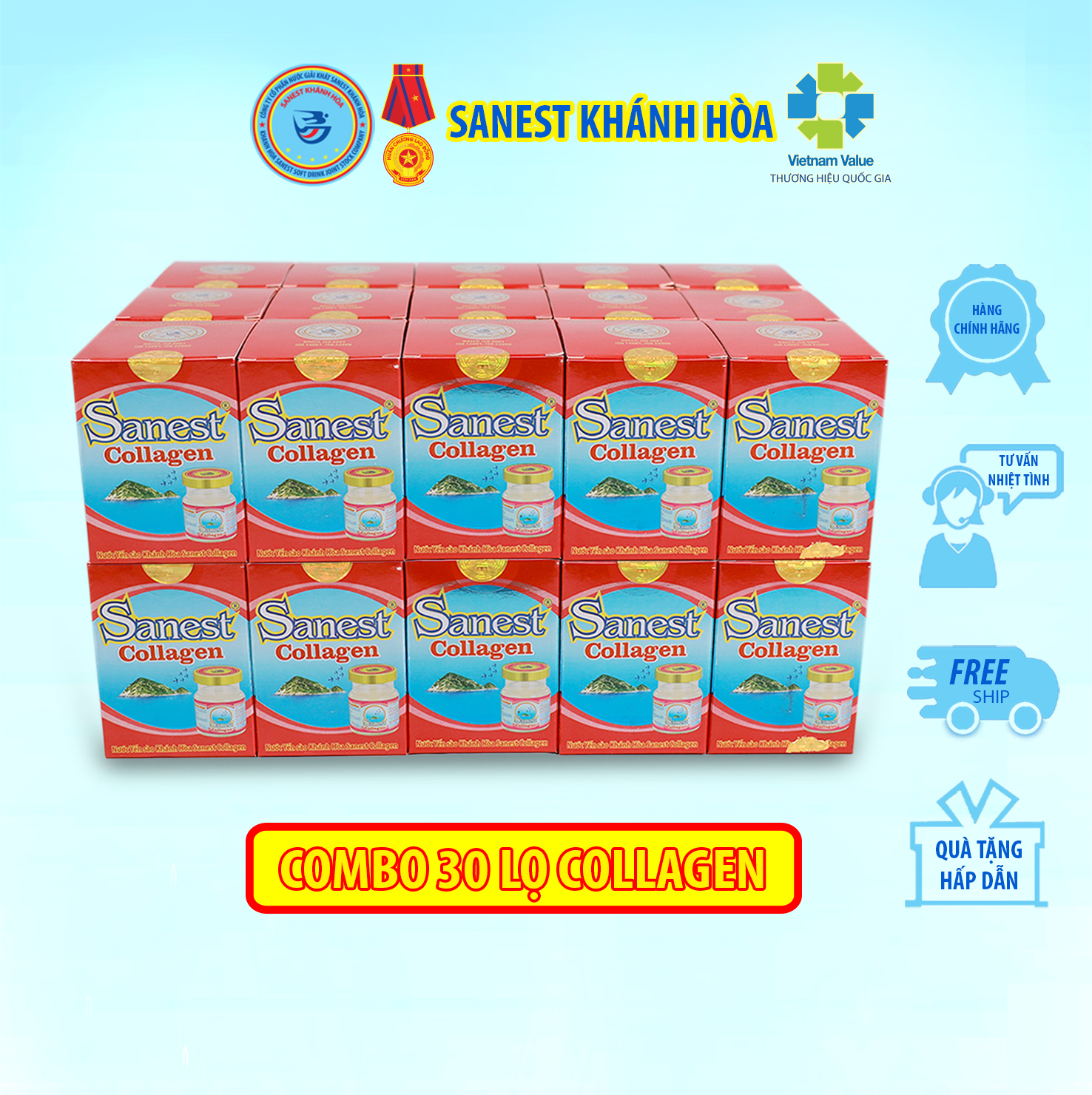 Nước Yến sào Khánh Hòa Sanest Collagen đóng lọ 70 ml