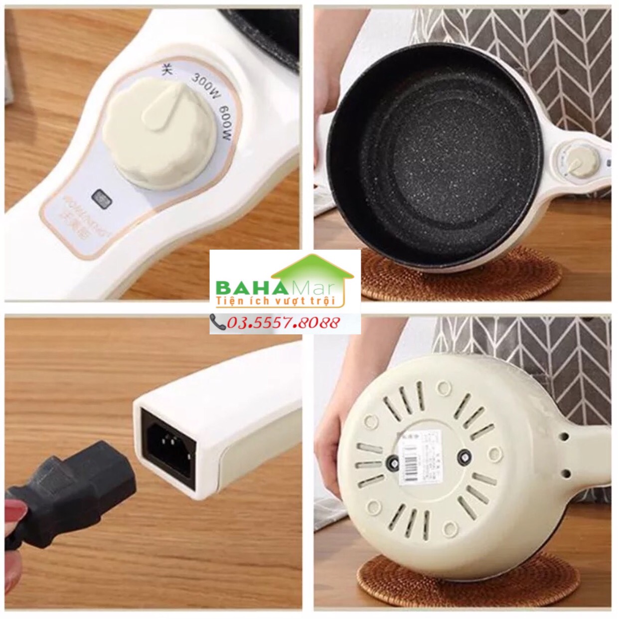 NỒI ĐIỆN ĐA NĂNG CHỐNG DÍNH "BAHAMAR" nấu cơm điện, lẩu điện, kho, và cả chiên rán rất tiện lợi, điện cắm từ tay cầm sáng tạo và đẹp