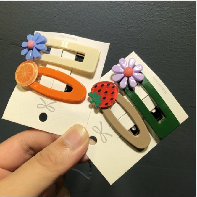 Sét 2 kẹp tóc hoa quả KAH136 ovan và chữn nhật