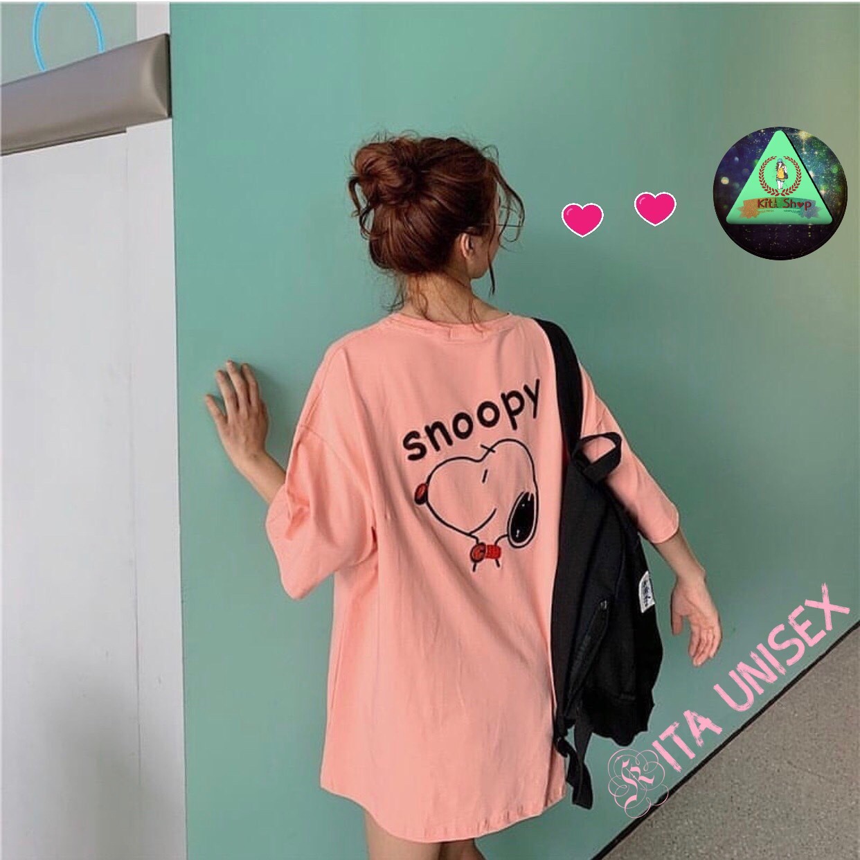 Áo Thun Nữ Tay Lỡ - Áo Phông Nam Nữ Form Rộng Freesize Vải Chất Cotton Mịn Mát Kita Unisex - Chó SNOOPY