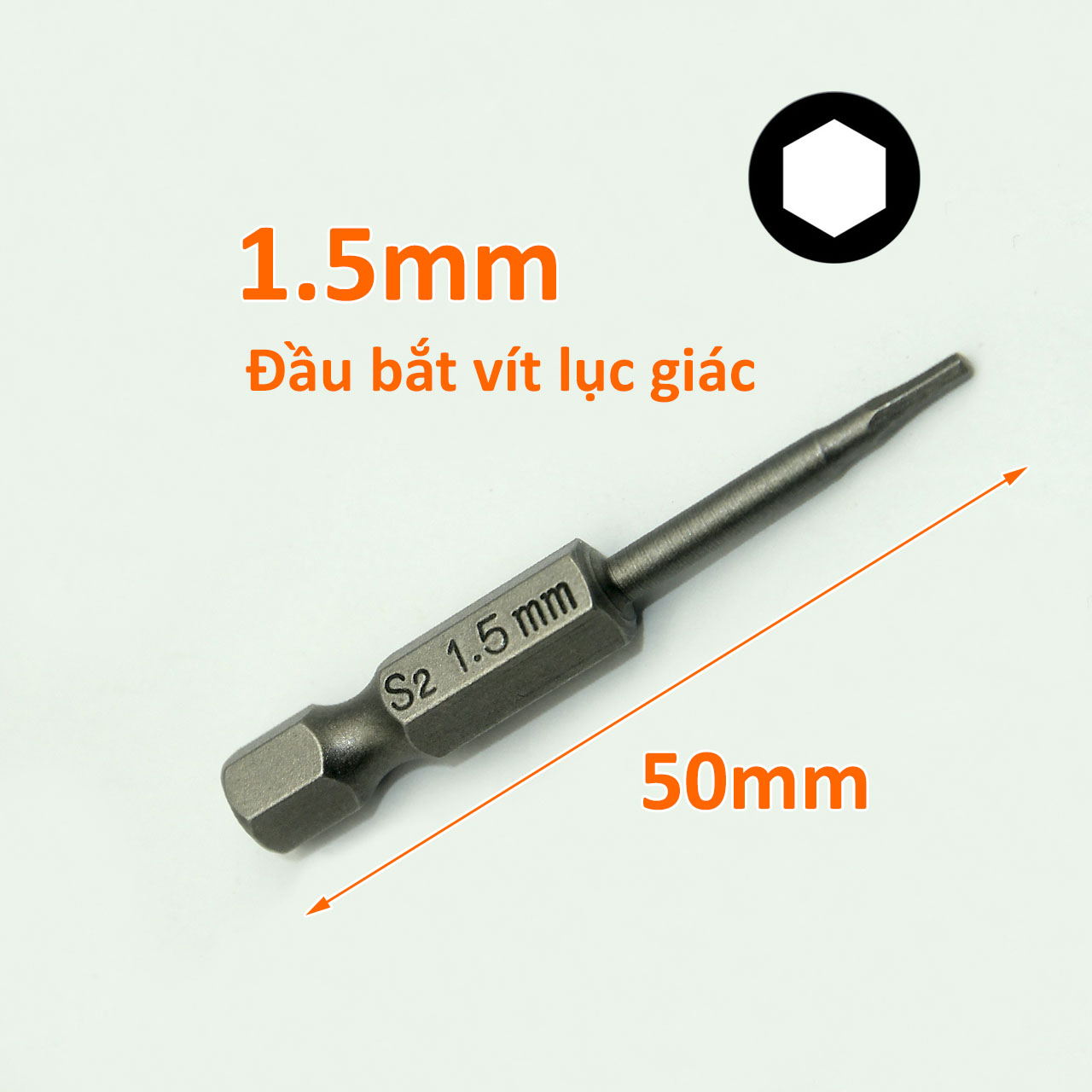 Đầu bắt vít lục giác đực dài 50mm chuôi lục thép S2