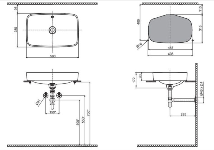 Chậu rửa mặt đặt bàn Inax AL-299V