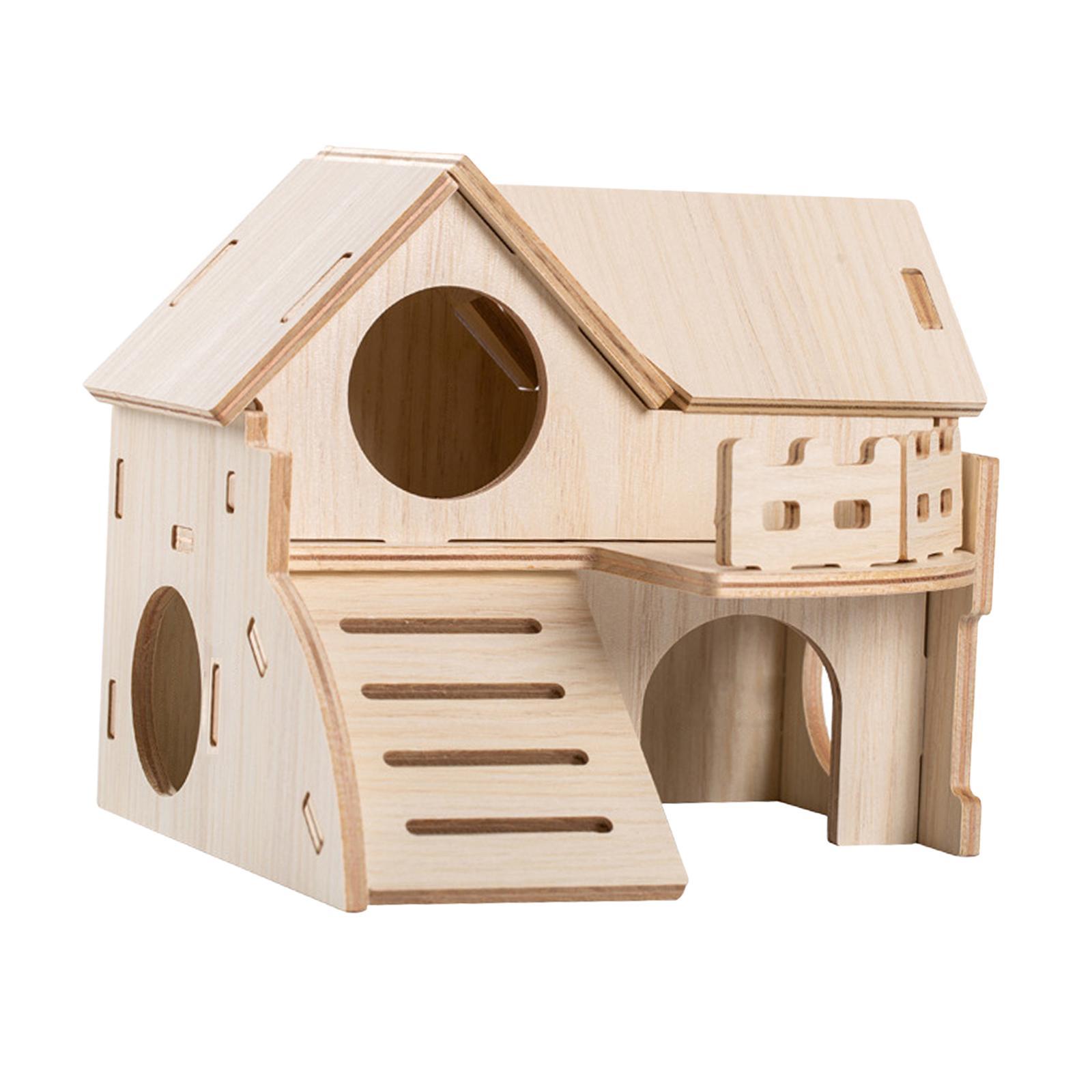 Wooden Hamster House Solid Wood Cage Accessories for Chinchilla Mice Hamster