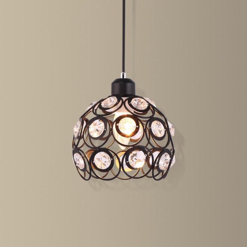 Đèn thả đơn đen Ca Sỹ Pha Lê - đèn thả quầy bar , bàn ăn, phòng khách, phòng ngủ. KÈM BÓNG LED HQ