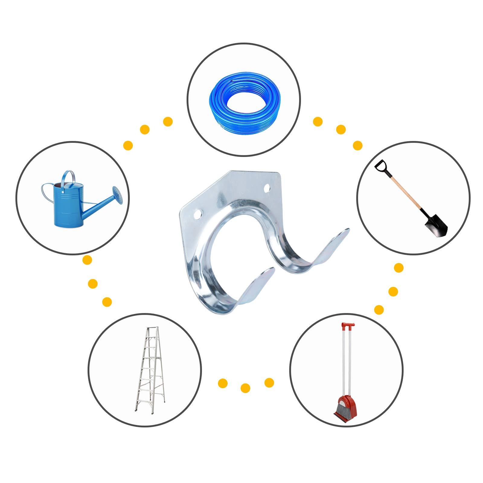 10 cái móc lưu trữ, giữ công cụ làm vườn trên tường, giá đỡ dụng cụ sắt đơn/đôi cho nhà để xe được trả lại kho công ty, với ốc vít và tua vít