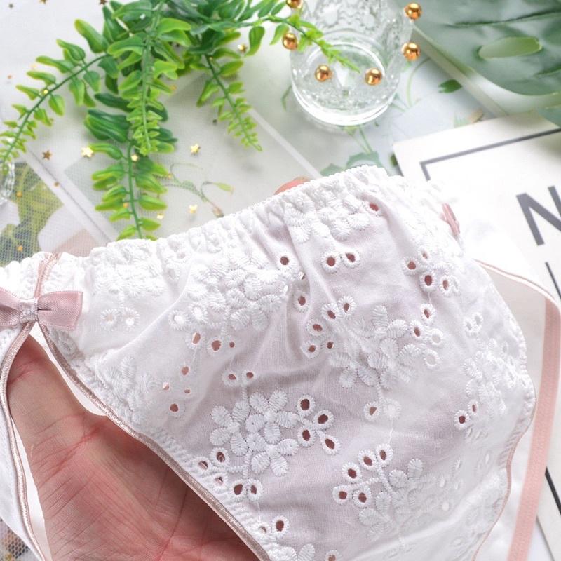 Quần Lót Cotton Retro Eo Giữa Hoạ Tiết Thêu Tinh Tế Hàng Cao Cấp WL82