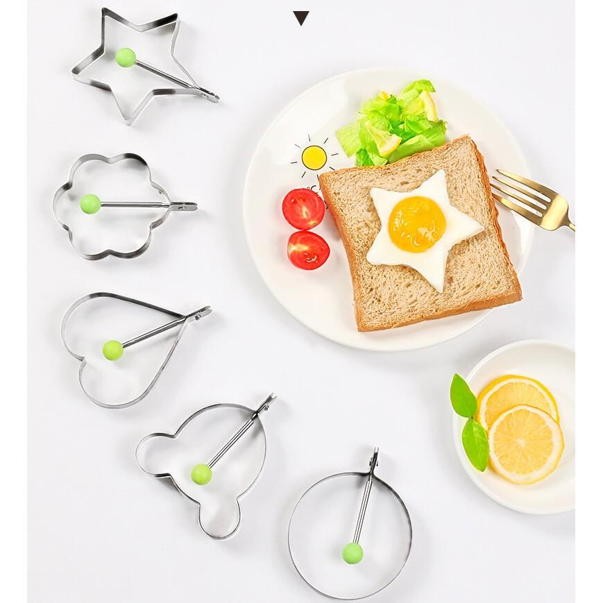 SET 5 Khuôn Chiên Trứng INOX Khuôn Rán Trứng Tạo Hình Trang Trí Đồ Ăn