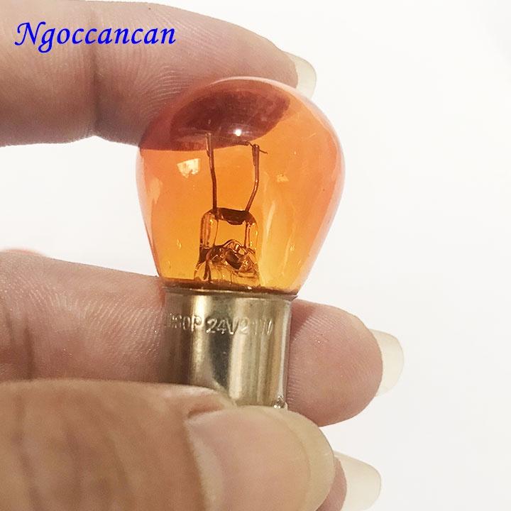 Bóng đèn ô tô, đèn xi nhan xe tải, chân lệch 24V 21W 1 tóc hộp 10 bóng