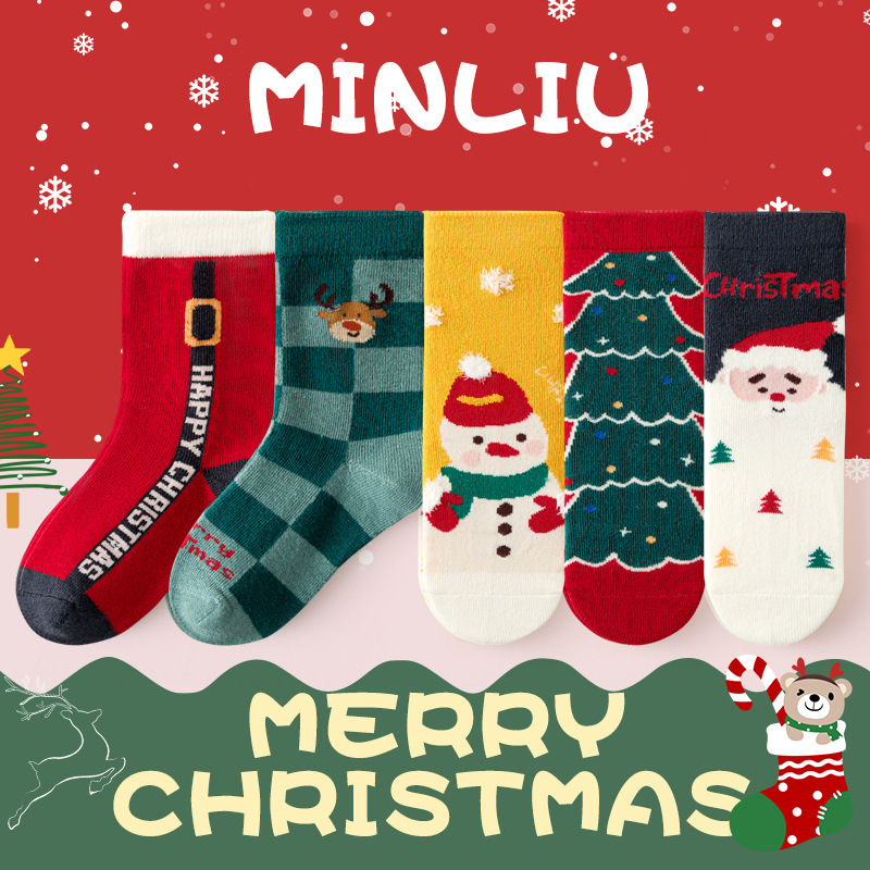 Set 5 đôi tất vớ Giáng sinh Merry Christmas cho bé trai bé gái