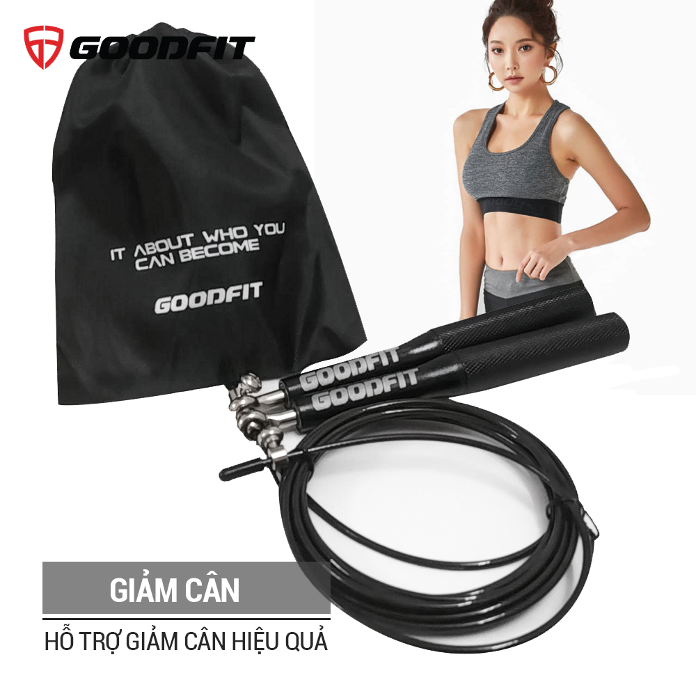 Dây nhảy lõi thép, dây nhảy thể dục, thể lực GoodFit chiều dài 3m, trục xoay 360 độ Goodfit GF901JR