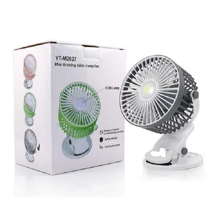 Quạt Tích Điện Mini Kẹp Bàn Cực Mát Xoay 720 Độ Chắc Chắn Tiện Lợi