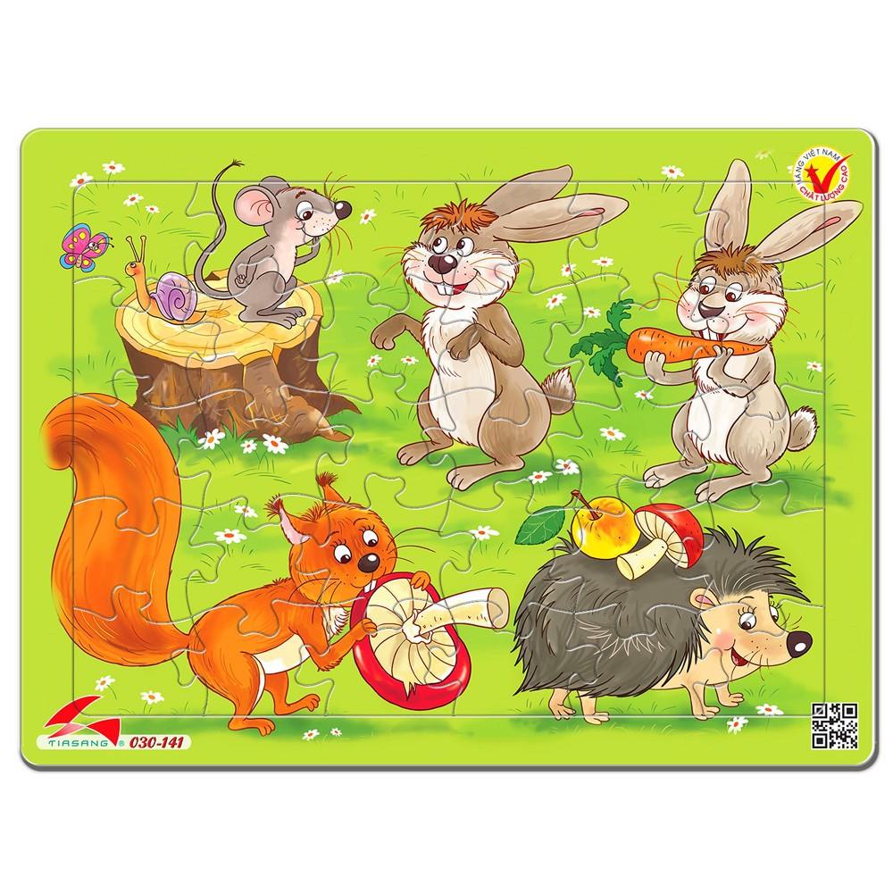 TRANH XẾP HÌNH A4 CHO BÉ, 40 Mẫu Bộ Tranh Ghép Hình Con Vật Size A4, 30 Mảnh, Đồ Chơi Trí Tuệ Trẻ Em