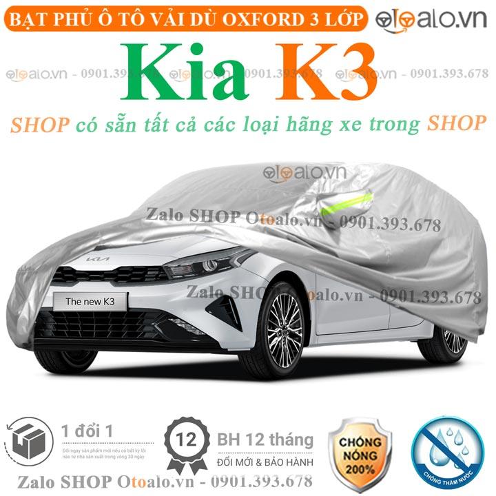Bạt che phủ xe ô tô Kia K3 3 lớp cao cấp