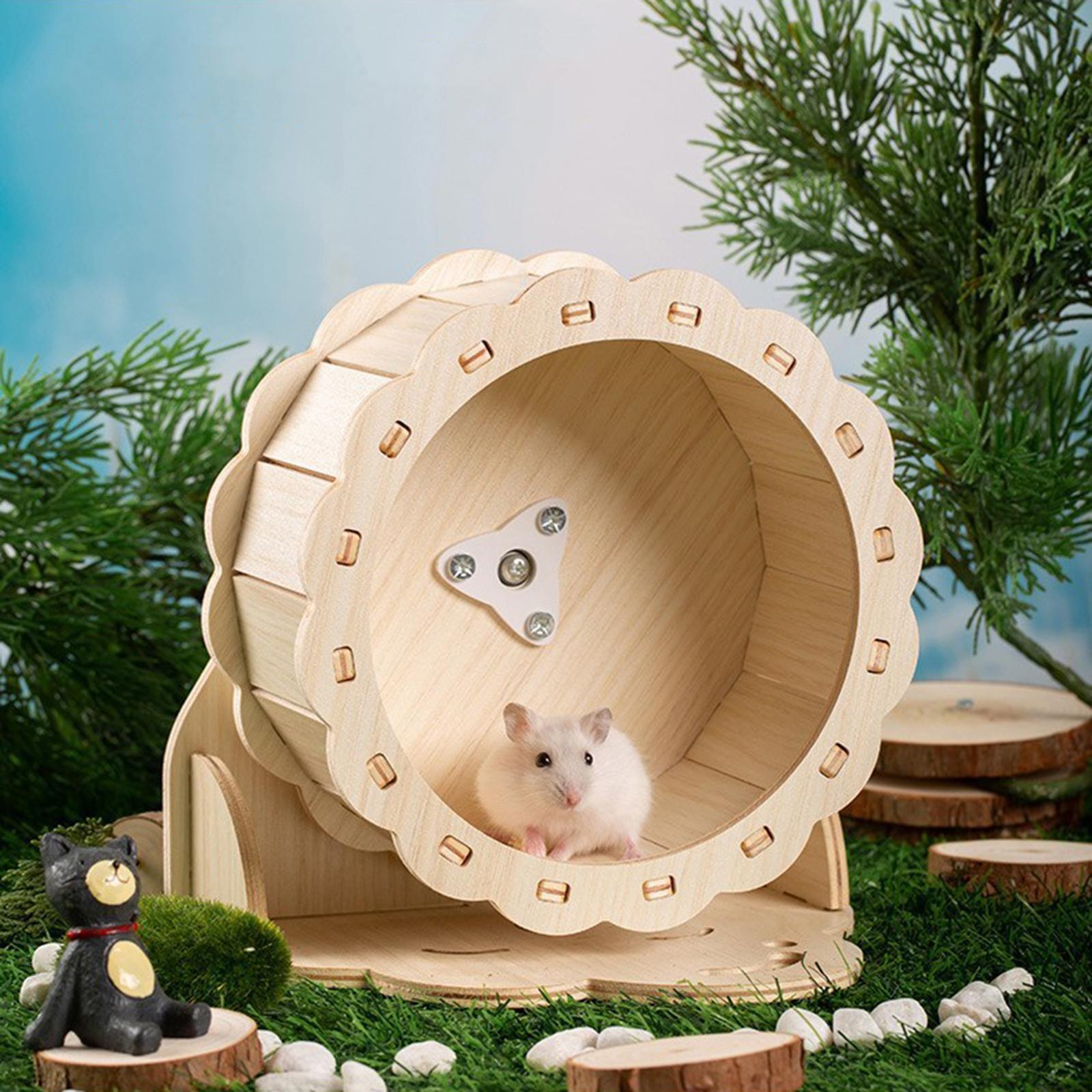 Hamster Wooden Running Wheel Exercise Wheel Toys Noiseless Roller Rat Silent