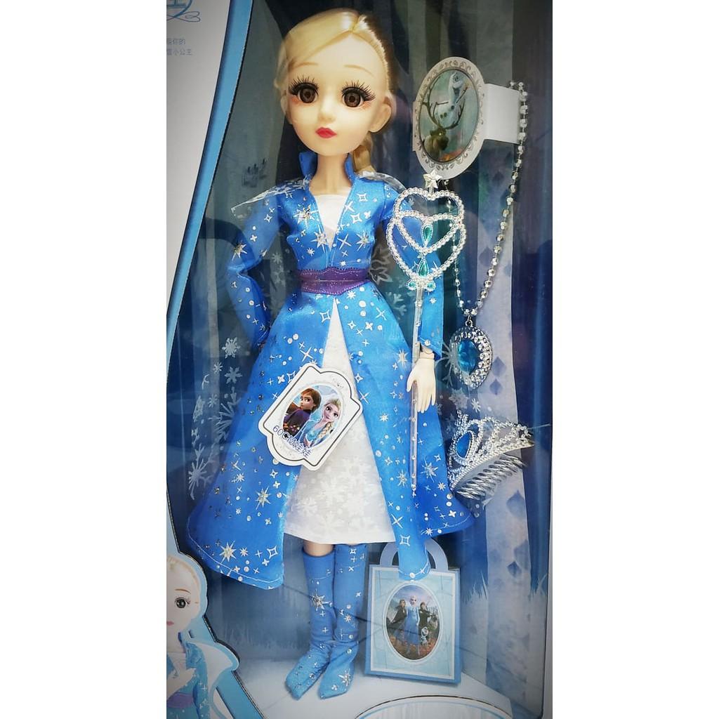 Búp bê nữ hoàng băng giá Frozen Elsa mắt ngọc size đại 50cm kèm vương miện, dây chuyền và quyền trượng