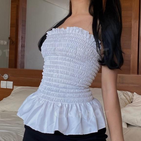 Croptop ôm body nhúm chân váy tôn dáng trendy thời trang nữ carrotxinhdep