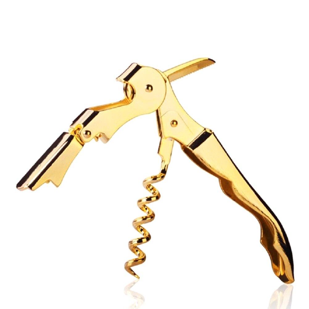 Gold Plated Corkscrew Double Hinge Waiters Wine Key Bottle Opener Party Bottle Opener AA