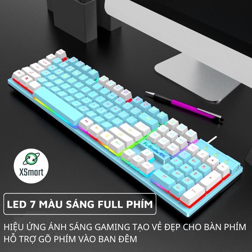 Bàn Phím Giả Cơ Máy Tính Gaming LED 7 Màu K-Snak4 Có Dây, Chống Nước Chơi Game