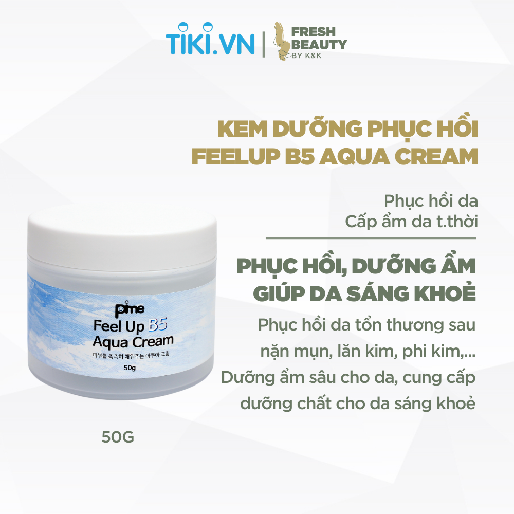 Pime Feel up Aqua Cream cấp ẩm sâu, hỗ trợ phục hồi da sau treatment, làm mềm mịn, sáng da 50g
