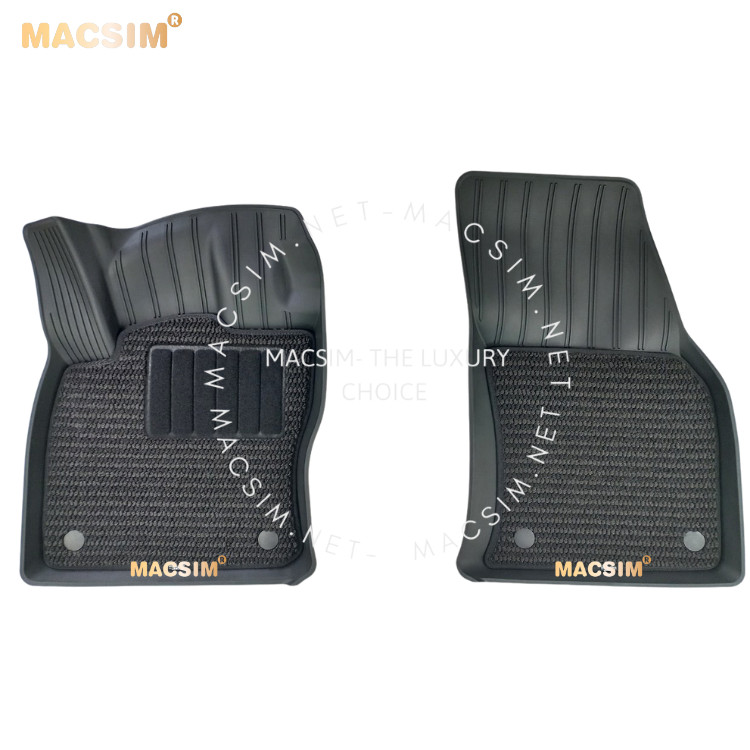 Thảm lót sàn 2 lớp xe ô tô VOLKSWAGEN TIGUAN L 2018- đến nay Nhãn hiệu Macsim 3W chất liệu nhựa TPE đúc khuôn cao cấp - màu đen