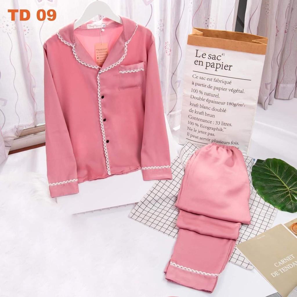 Đồ ngủ lụa ngọc trai tay dài - Bộ pajama dài tay