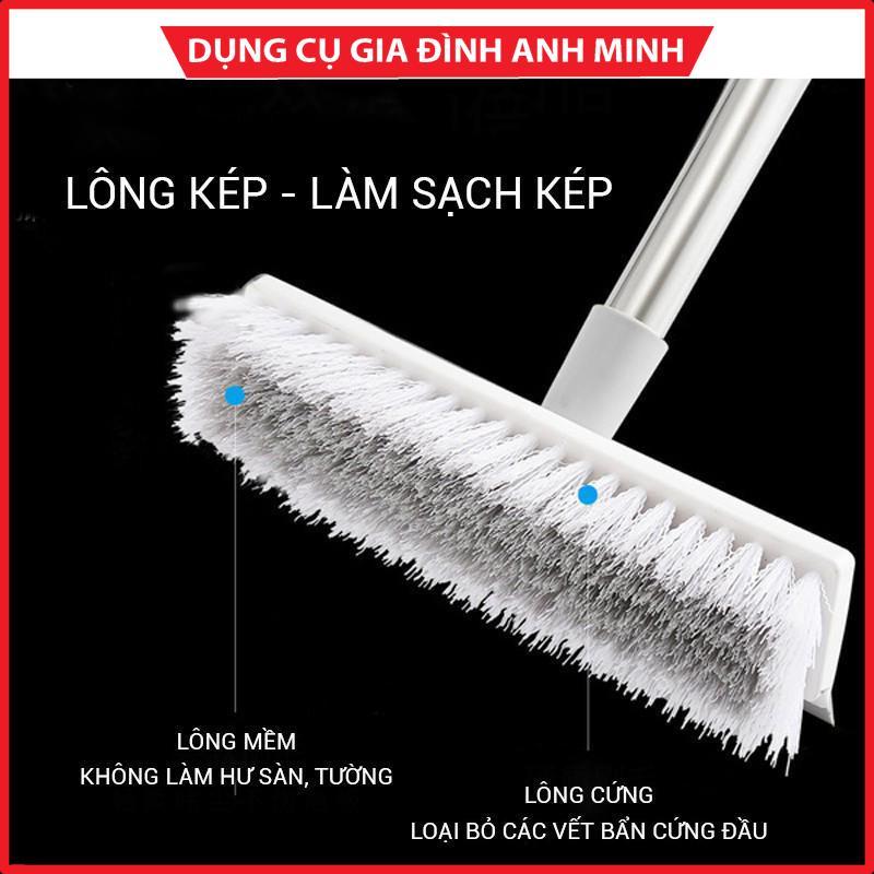 Cây chổi lau quét chà gạt nước sàn nhà thông minh phòng tắm 2 đầu đa năng cán inox - chổi gạt nước - chổi quyét sàn nhà