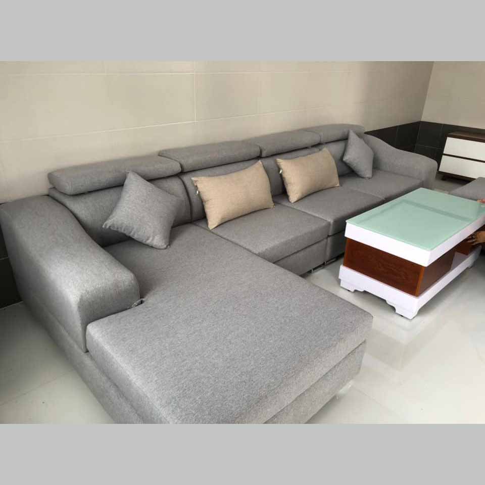 Bộ bàn ghế sofa phòng khách góc chữ L bọc vải bố