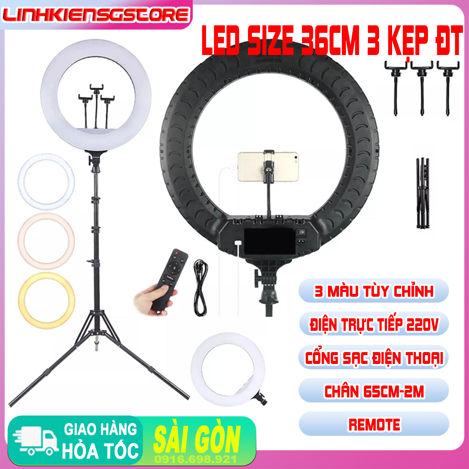 Đèn Livestream Size Lớn 54cm Khổng Lồ live stream makeup trang điểm 45cm rl-21