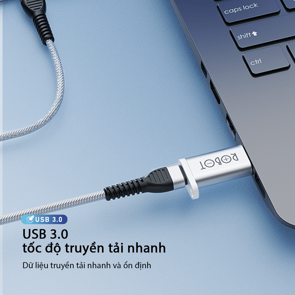 Đầu Chuyển Đổi OTG Cổng USB 3.0 Sang Type-C - ROBOT RT-OTG03 - Chất Liệu Vỏ Kim Loại - Hàng Chính Hãng