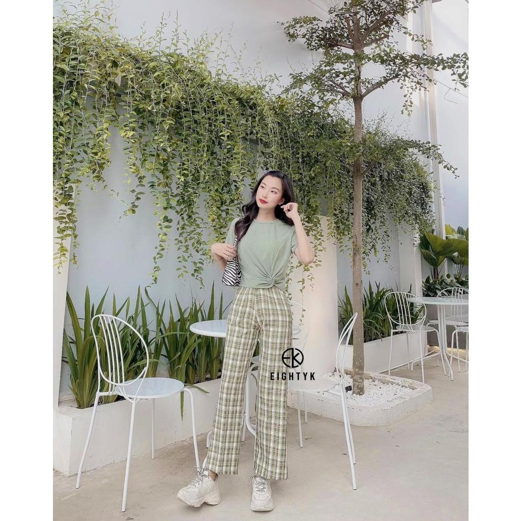 Quần Dài Cullotes Hoạ Tiết Caro