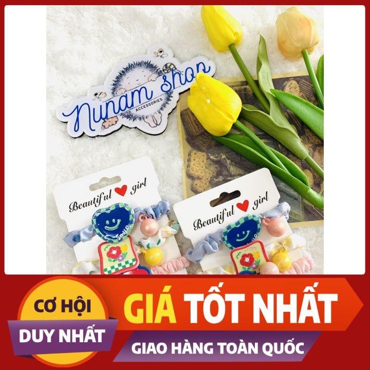 Set 3 - Dây cột tóc crunchies phối hình gắn châu độc đáo sang chảnh - Nunam shop