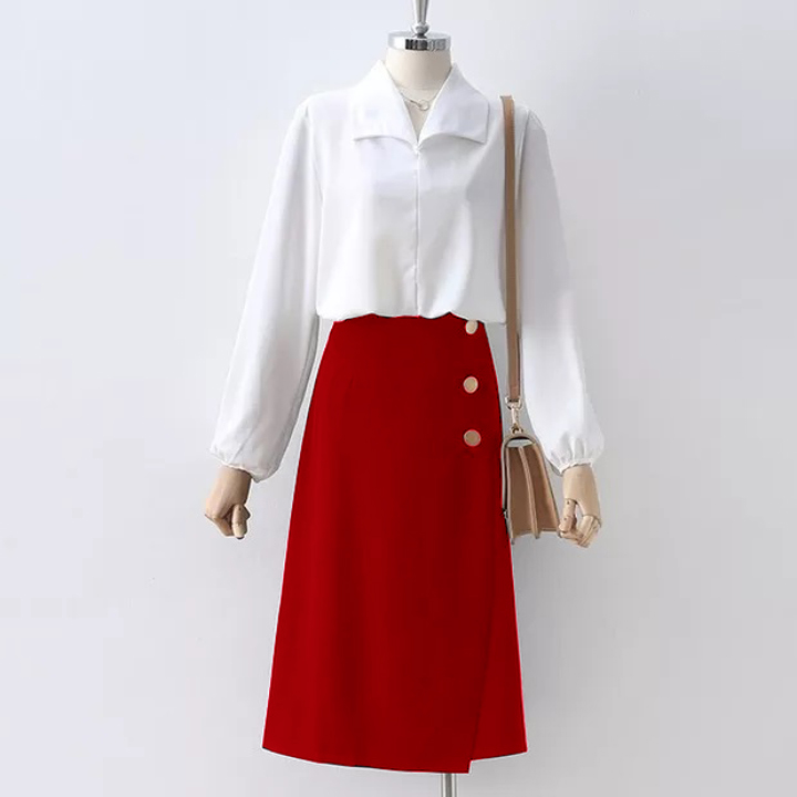 Yếm Váy Nữ New Design Thiết Kế Váy Xẻ Đùi Dài Qua Gối Thanh Lịch CV0041