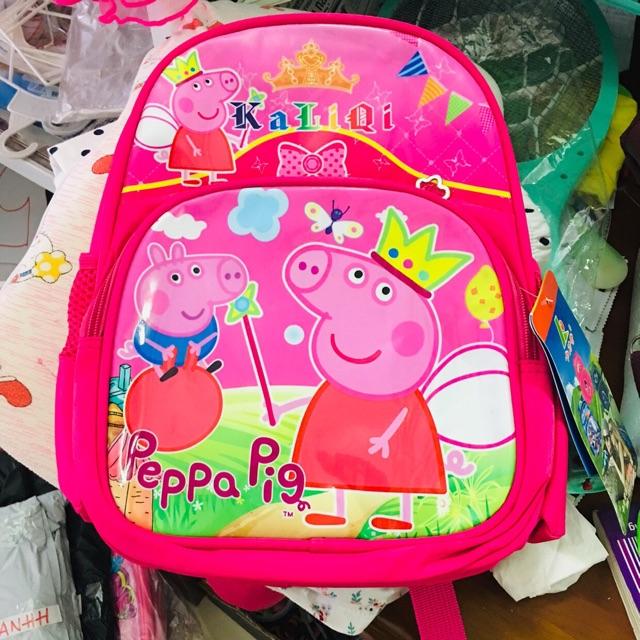 Balo heo peppa pig cho bé gái cặp siêu nhẹ ba lô đi học size mầm non