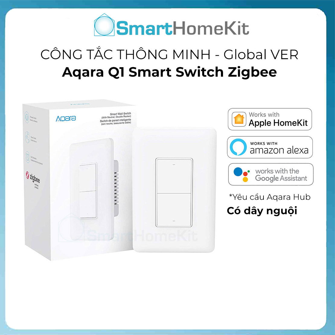 Công tắc chữ nhật thông minh Aqara Q1 Smart Wall Switch US Zigbee - Bản Quốc Tế - Hàng Chính Hãng