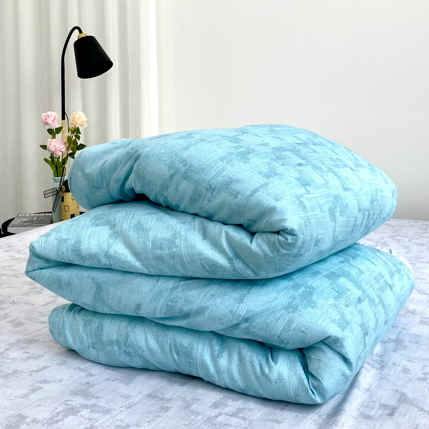 Chăn bốn mùa Hàn Quốc K-Bedding by Everon MicroTencel Xám Phối Xanh KMTP114 180*200cm