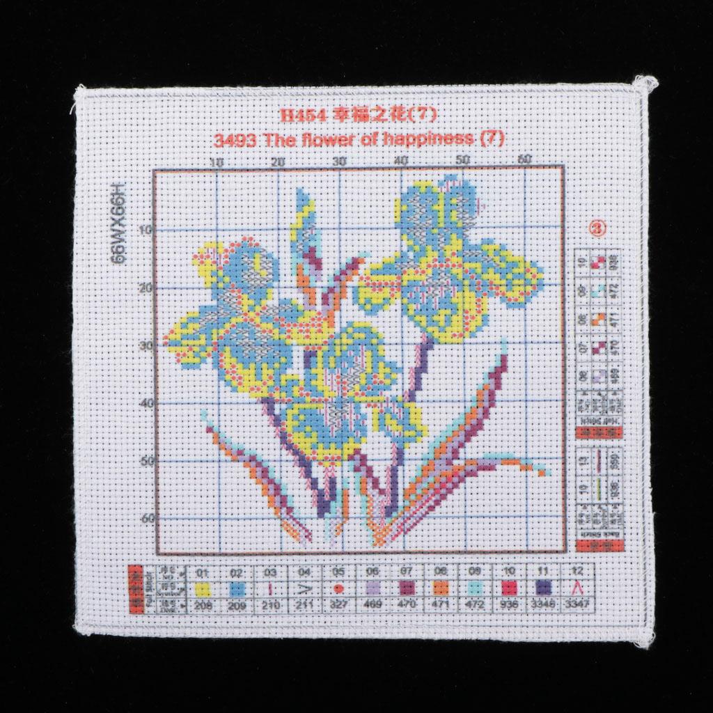 2Set Stamped Cross Stitch Kit With Pre-printed Cloth Fower Pattern