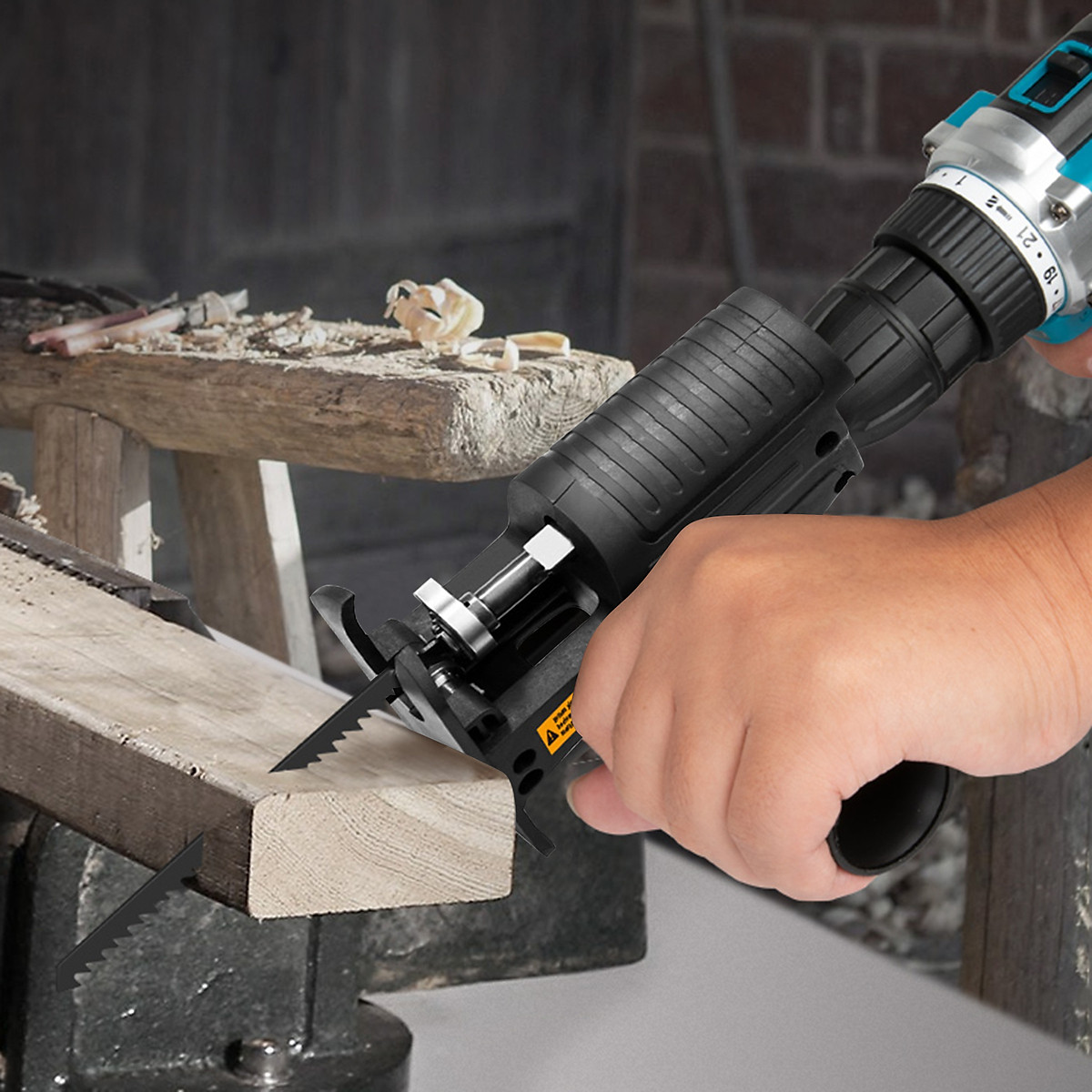 Cưa Gỗ, Cắt Tỉa Vườn Mini Đa Năng, Bộ Chuyển Đổi Cưa Qua Lại, Cưa Điện Sửa Đổi + 3 lưỡi cưa,dùng cưa gỗ