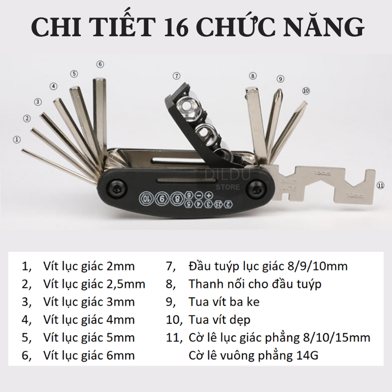 Bộ tua vít đa năng mini 16in1 Hatsu-MN16, Cờ lê đa năng/ tô vít đa năng