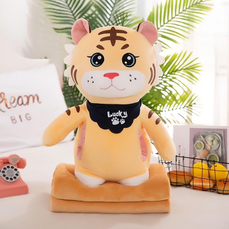 Thú Nhồi Bông 2 trong 1 Kèm Chăn Mẫu Con Thú