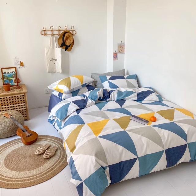 Set Cotton Living 100% cotton Hàng Nhập Khẩu Cao Cấp 4 món hoạ tiết tam giác