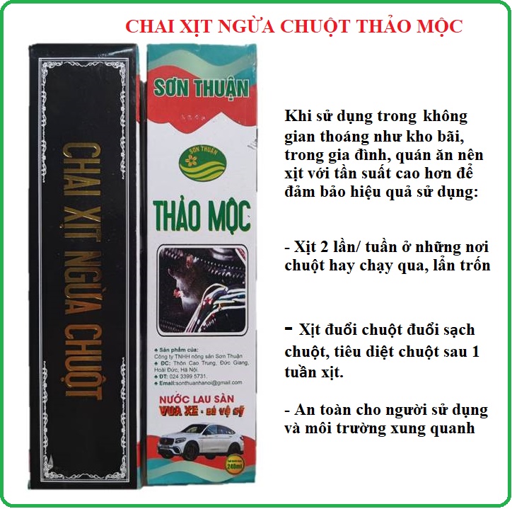 Chai xịt đuổi chuột tiện dụng dùng cho ô tô, gia đình, kho bãi hiệu quả lên đến 6 tháng, Xịt chống chuột ô tô