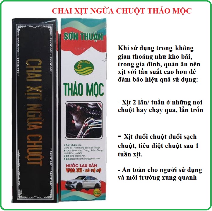 Chai xịt đuổi chuột tiện dụng dùng cho ô tô, gia đình, kho bãi hiệu quả lên đến 6 tháng, Xịt chống chuột ô tô