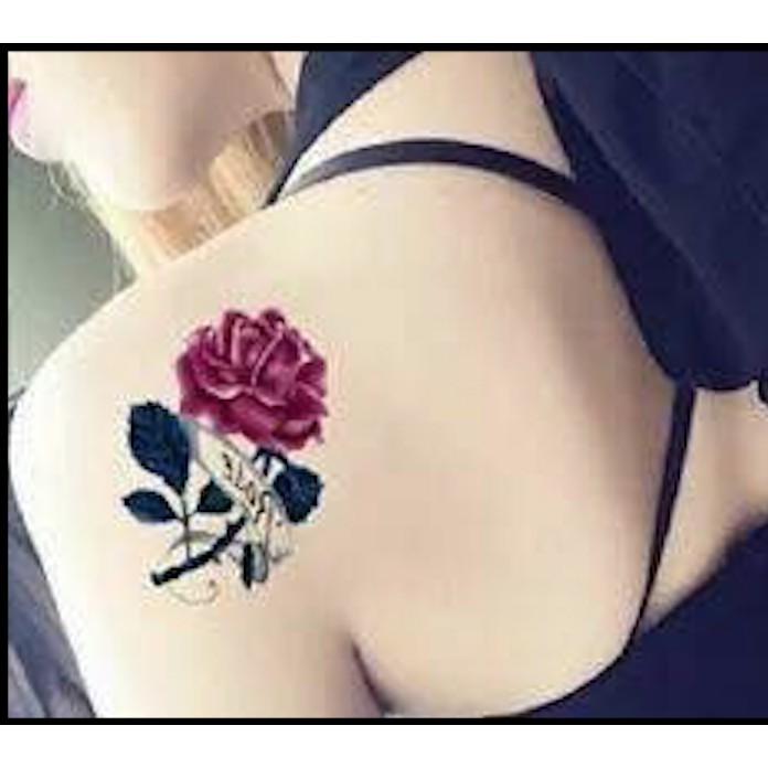 Hình xăm dán hoa hồng rose 10x6cm- mua 5 tặng 1 mini tattoo