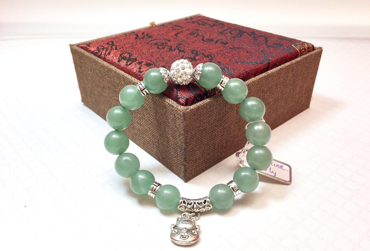 Vòng tay phong thủy đá Aventurine thiên nhiên 10 ly